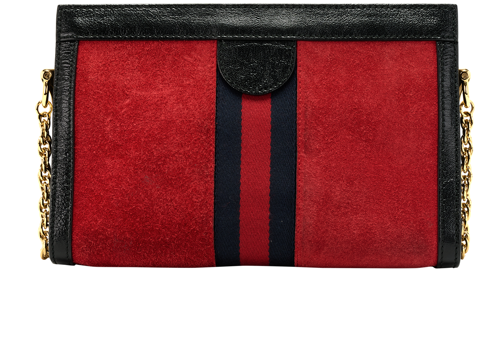 Ophidia Chain Crossbody, &pound;695, Handbags, Black/Red, Leather/Suede, Back view